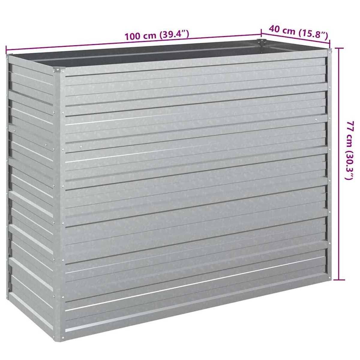 VIDAXL Lit sureleve de jardin 100x40x77 cm Acier galvanise Argente