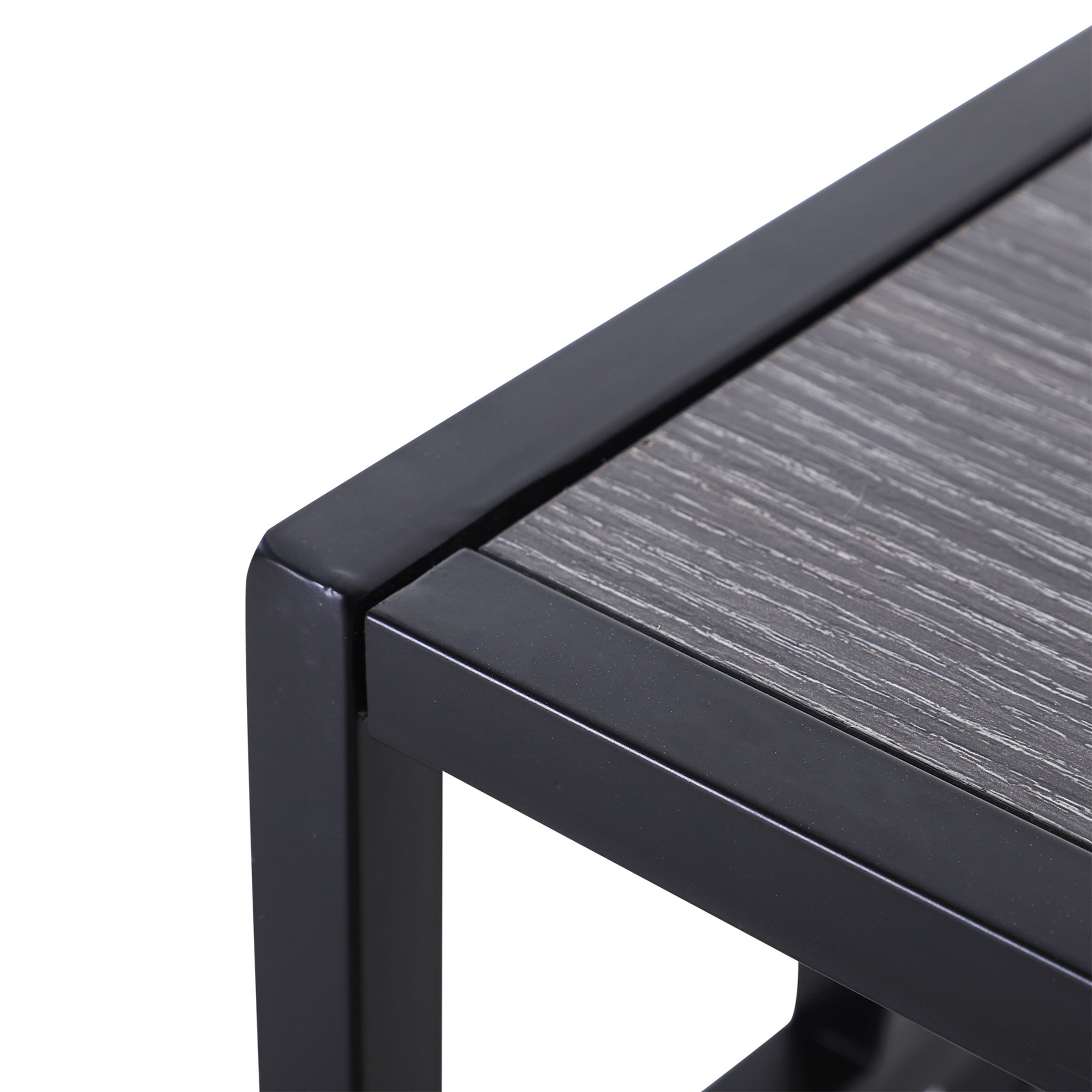 Voir la diapositive 6 : HOMCOM Console table d'appoint design industriel dim. 106L x 23l x 76H cm étagère acier noir panneaux particules bois gris