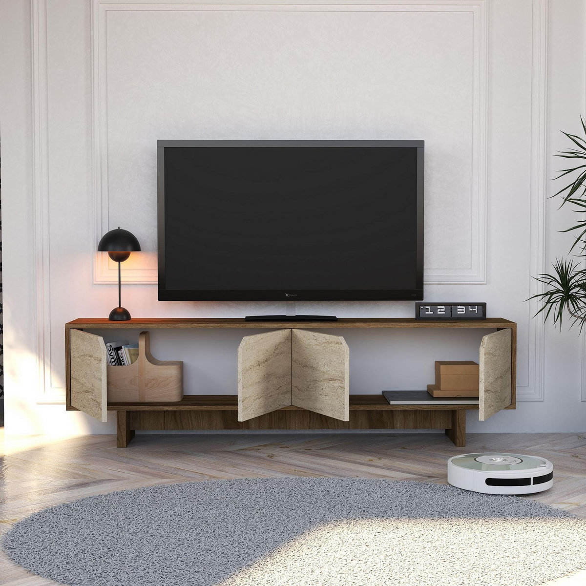 Habitat et Jardin Meuble TV en bois  istemi  180 x 30 x 50 cm - Noyer