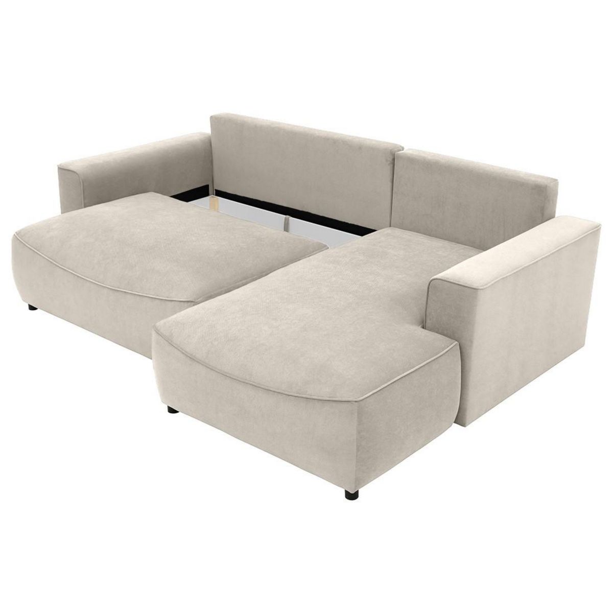 BEST MOBILIER Aurelia - canapé d'angle droit 4 places convertible avec coffre en tissu texturé