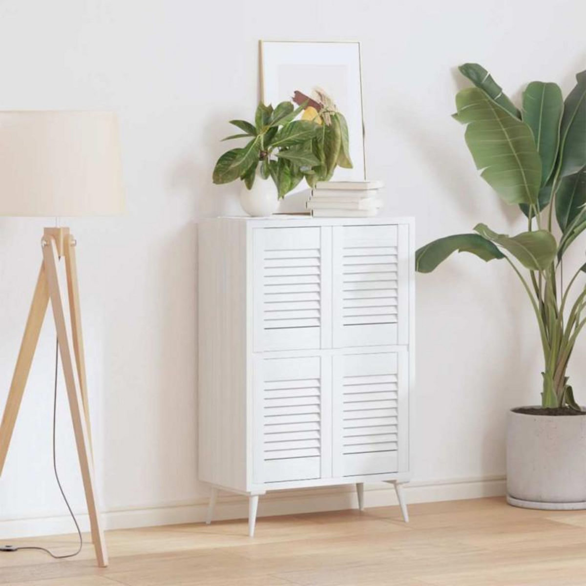 VIDAXL Portes d armoire à persiennes 4 pcs blanc 39,5x29,5 cm