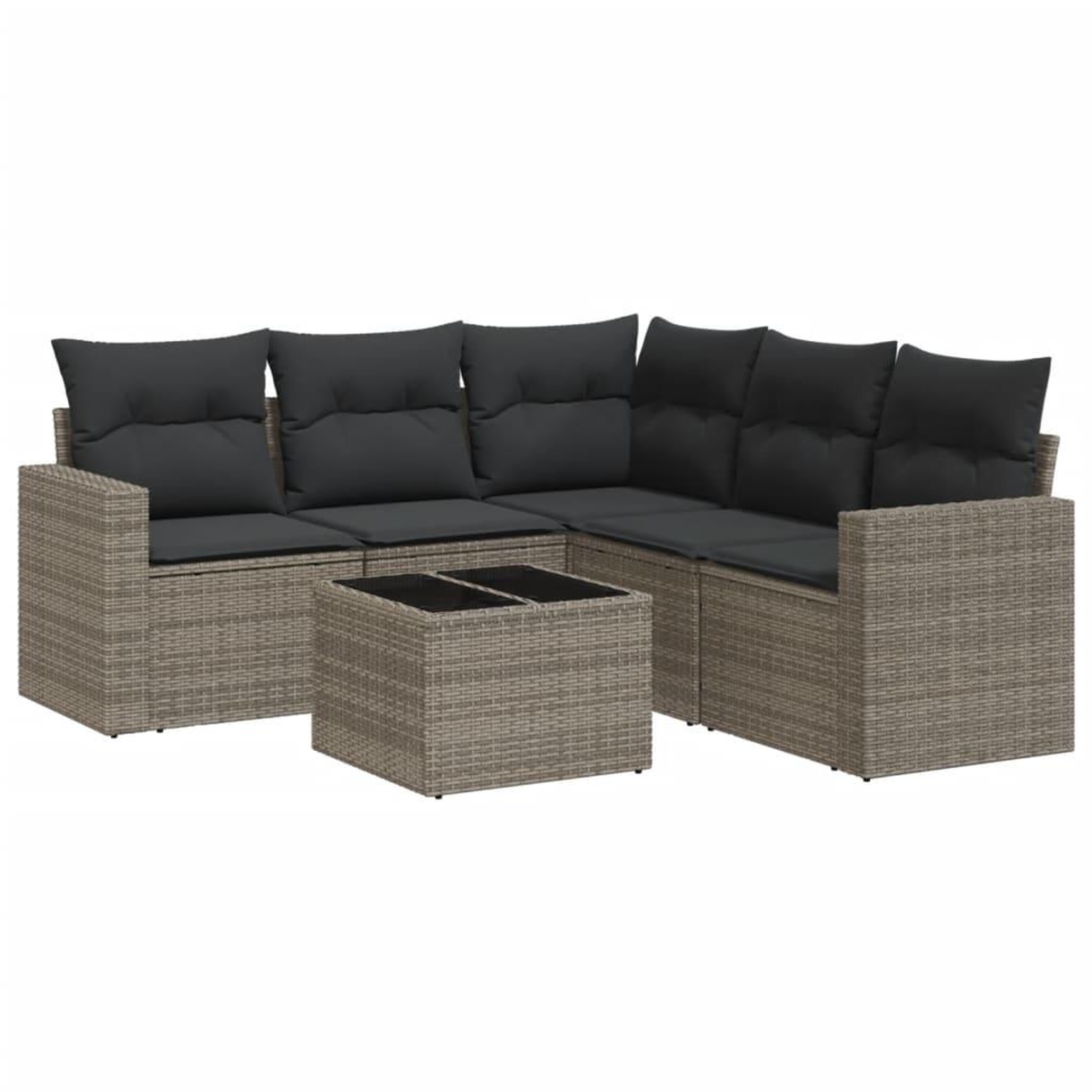 Voir la diapositive 2 : VIDAXL Salon de jardin 6 pcs avec coussins gris resine tressee