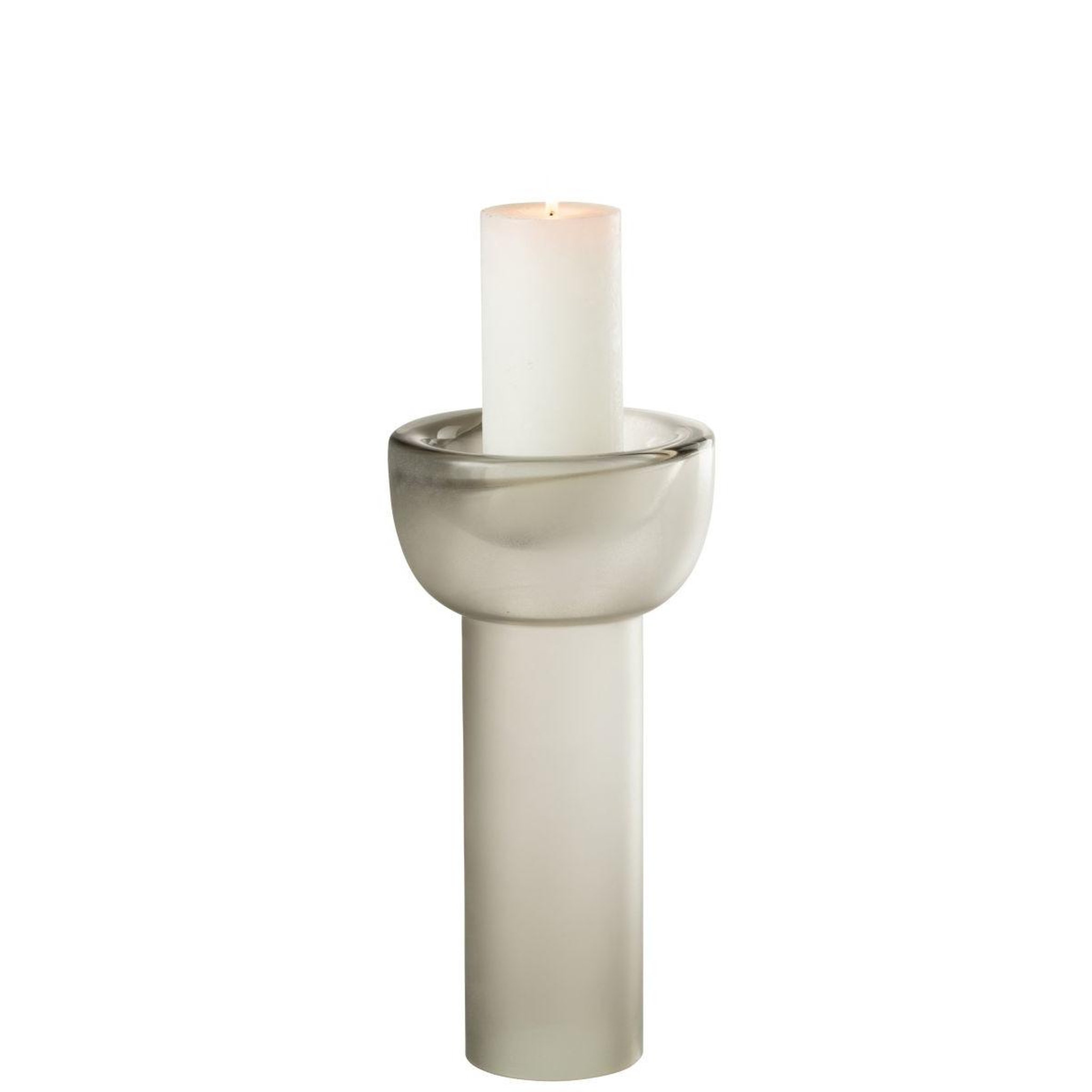 Voir la diapositive 2 : J-LINE Vase chandelier en verre  yoko  32cm grège