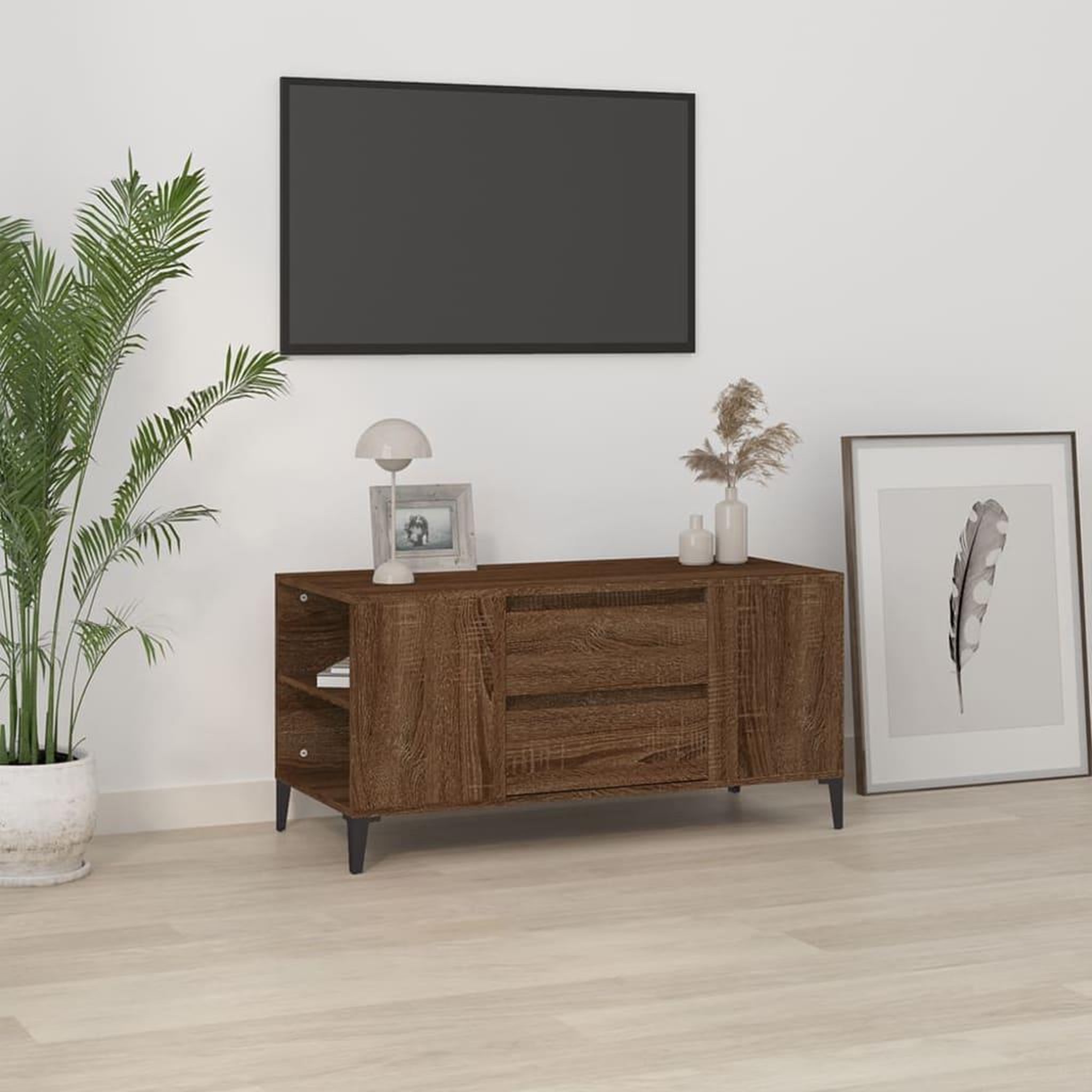 Voir la diapositive 1 : VIDAXL Meuble TV Chene marron 102x44,5x50 cm Bois d'ingenierie