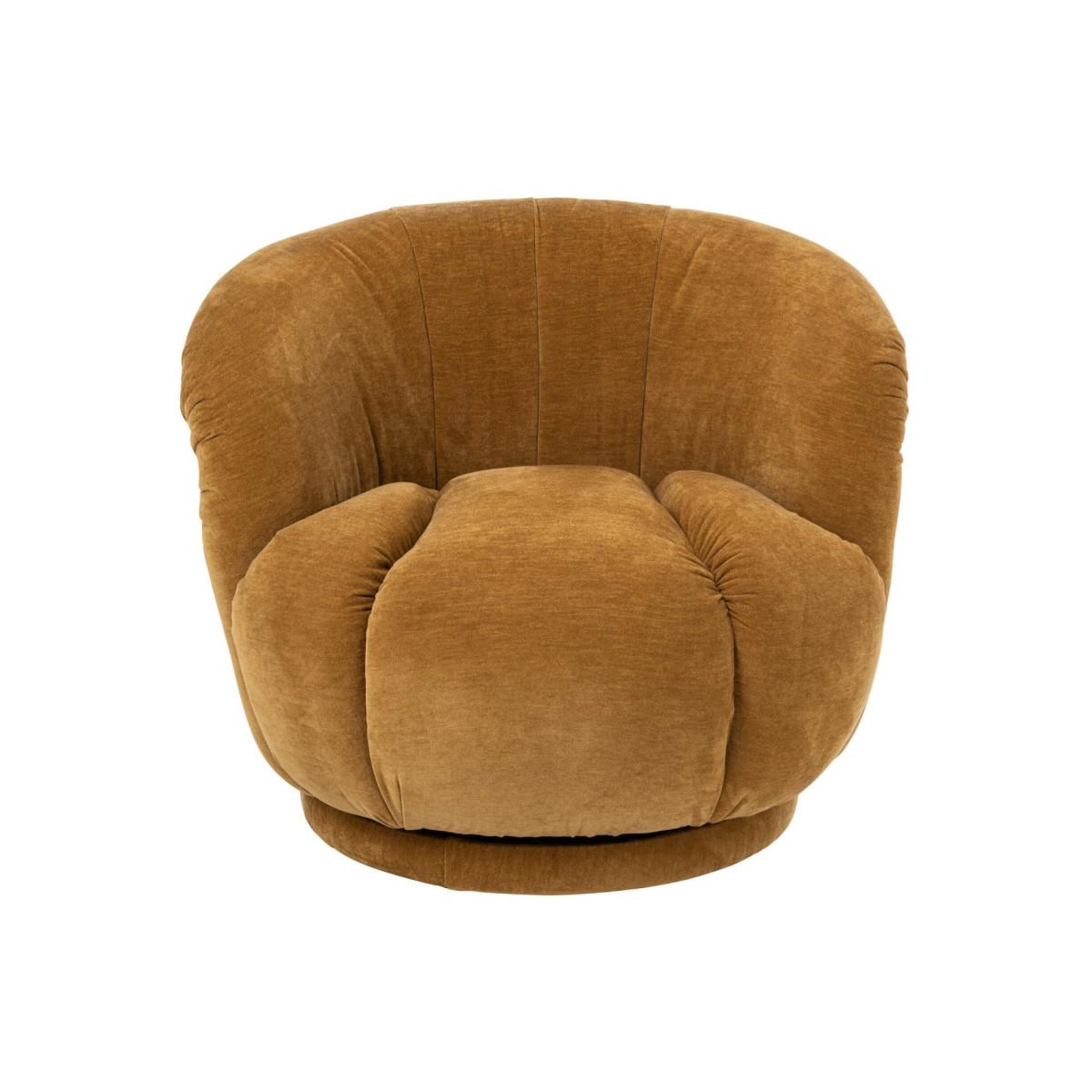 Voir la diapositive 2 : J-LINE Fauteuil pivotant en tissu  macaron  87cm moutarde