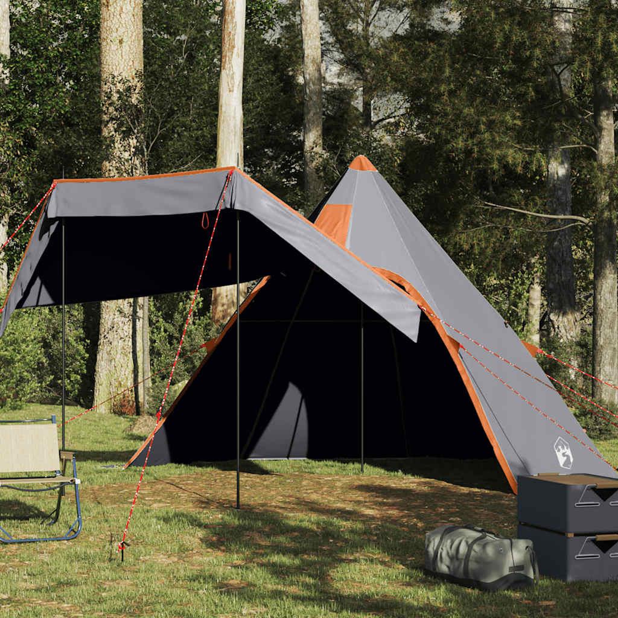 VIDAXL Tente de camping tipi 5 personnes gris impermeable