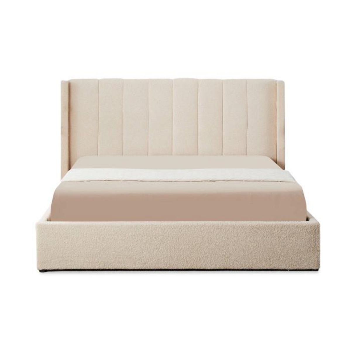 Paris Prix Lit Double Coffre Tissu Bouclette  Somia  180x200cm Crème