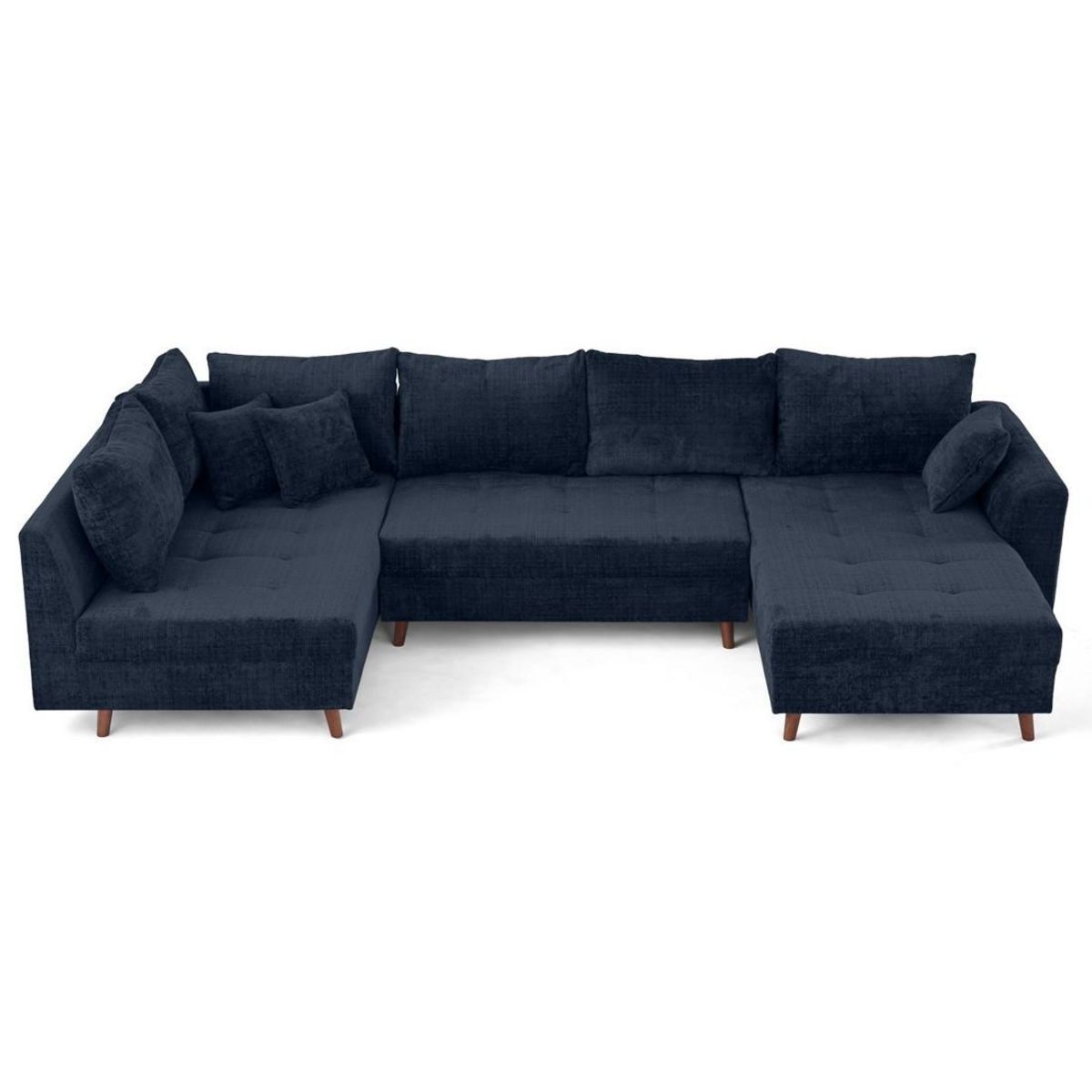 LISA DESIGN Rune - canapé panoramique d'angle gauche 7 places en velours texturé