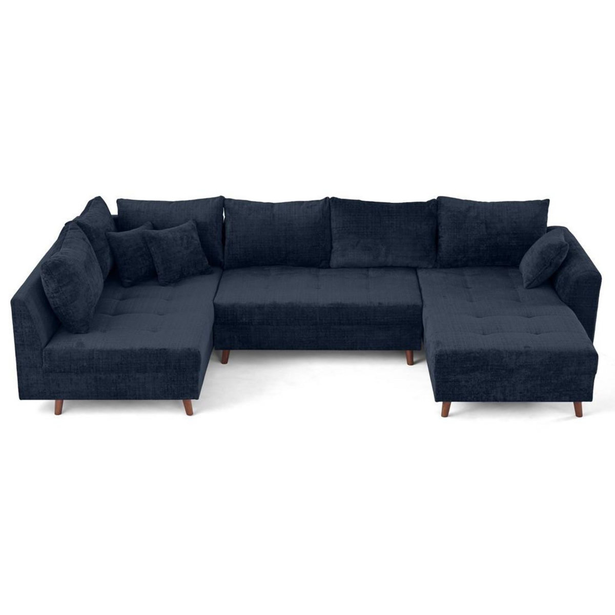 LISA DESIGN Rune - canapé panoramique d'angle gauche 7 places en velours texturé