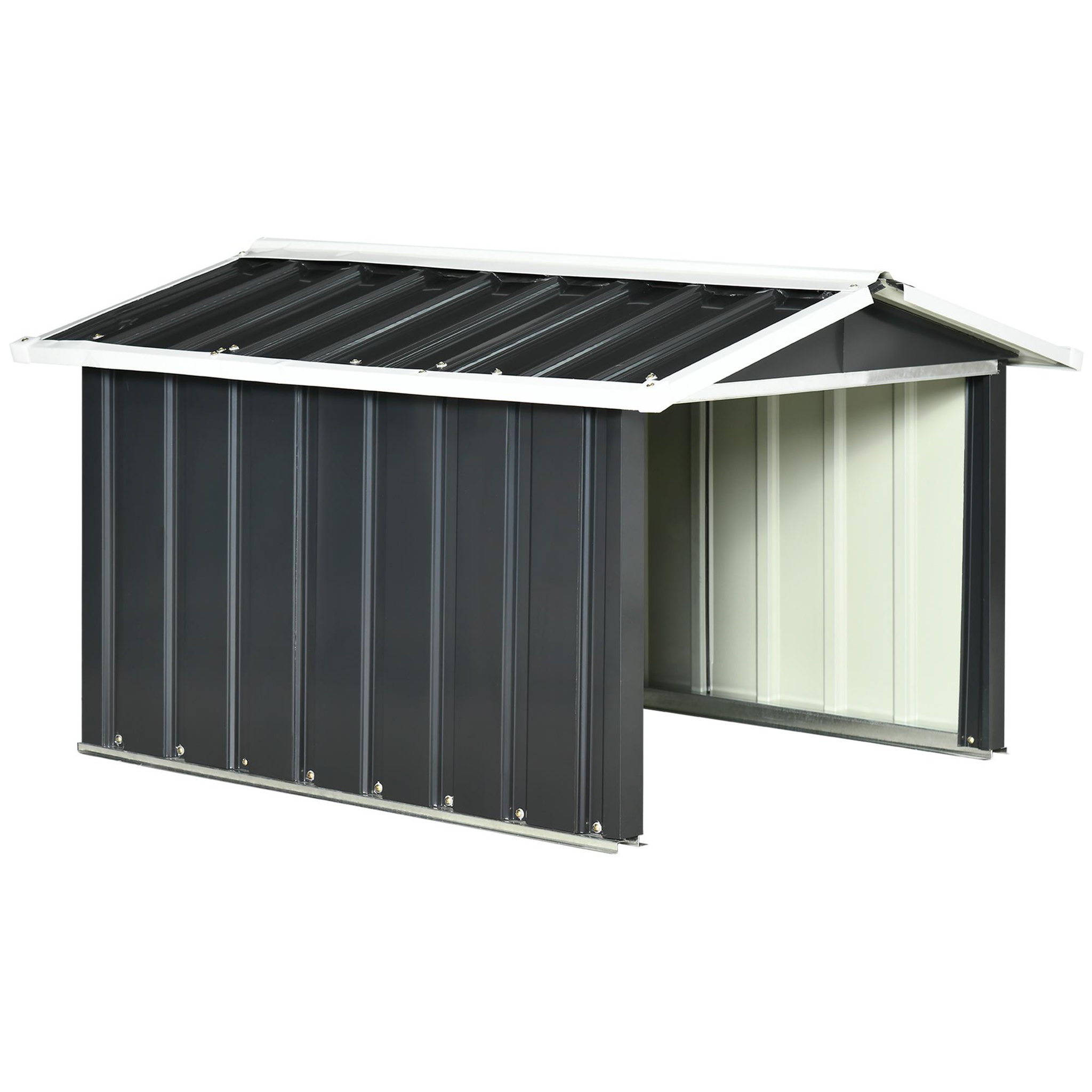 OUTSUNNY Abri de jardin pour tondeuse à gazon robot-tondeuse - garage tondeuse robot - tôle acier ondulé gris blanc