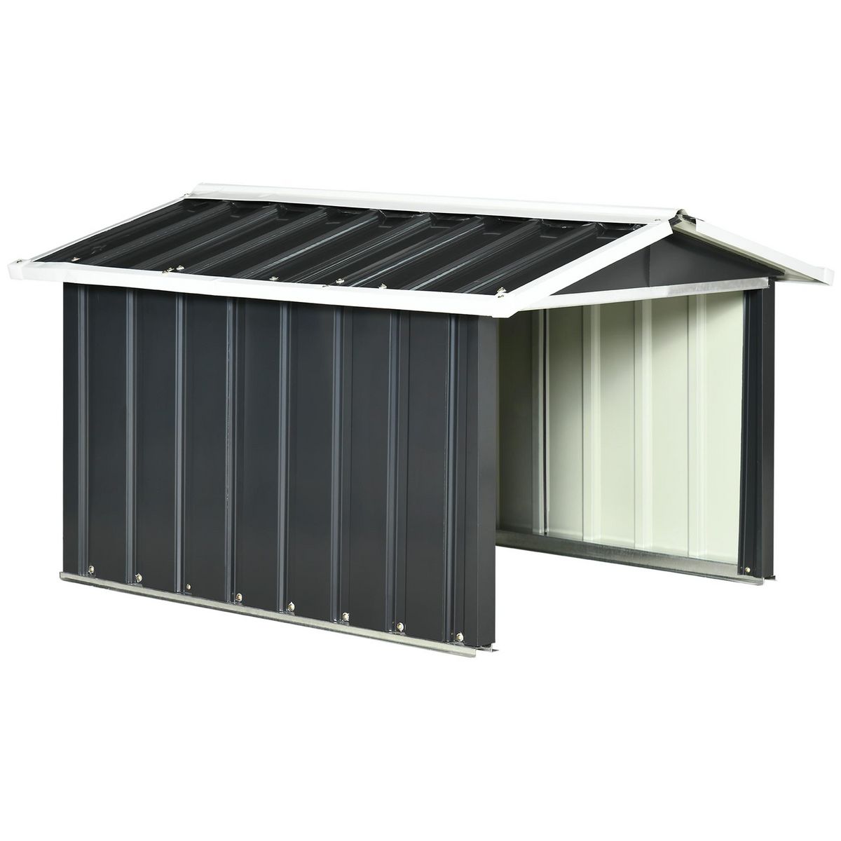 OUTSUNNY Abri de jardin pour tondeuse à gazon robot-tondeuse - garage tondeuse robot - tôle acier ondulé gris blanc