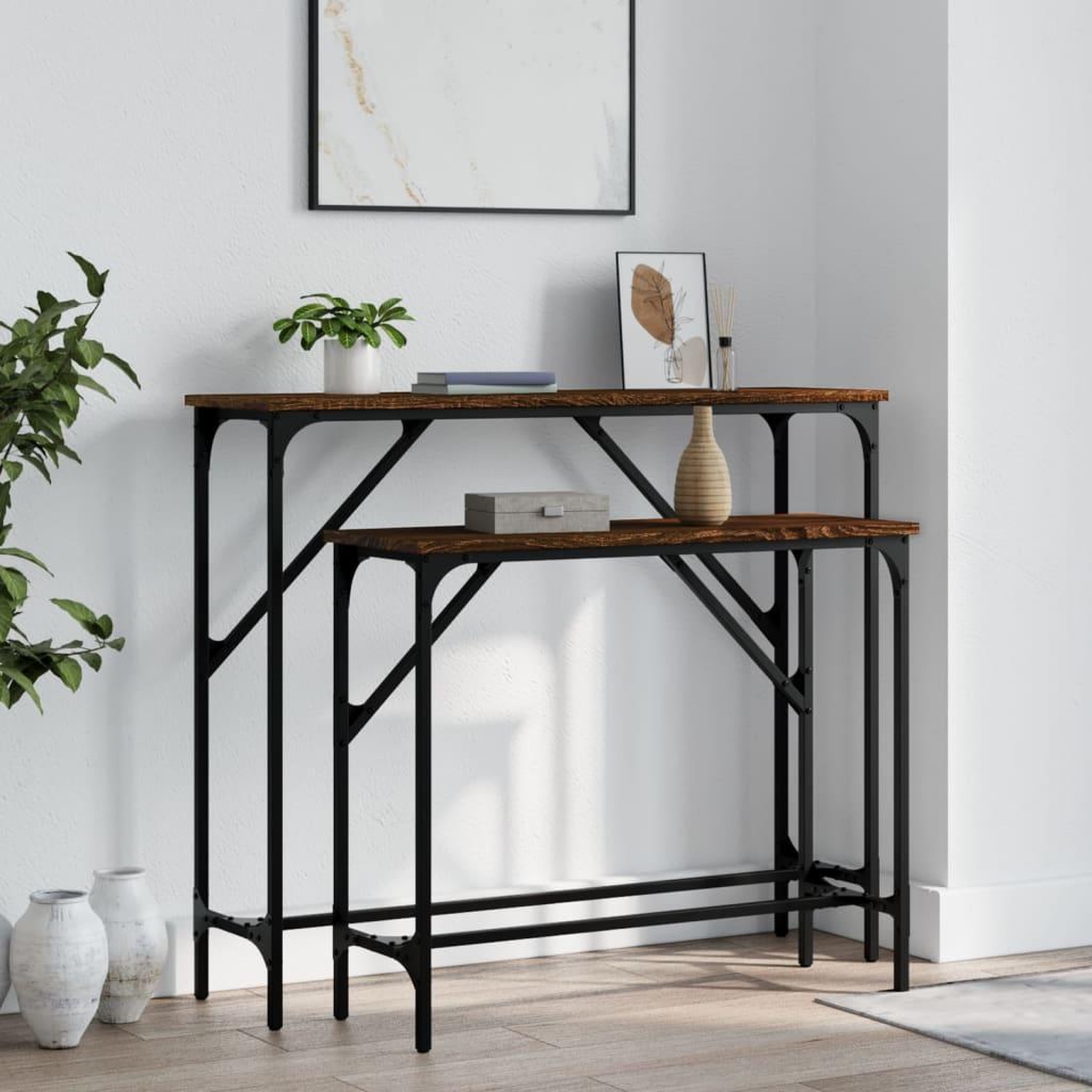 VIDAXL Tables console 2 pcs chene marron bois d'ingenierie
