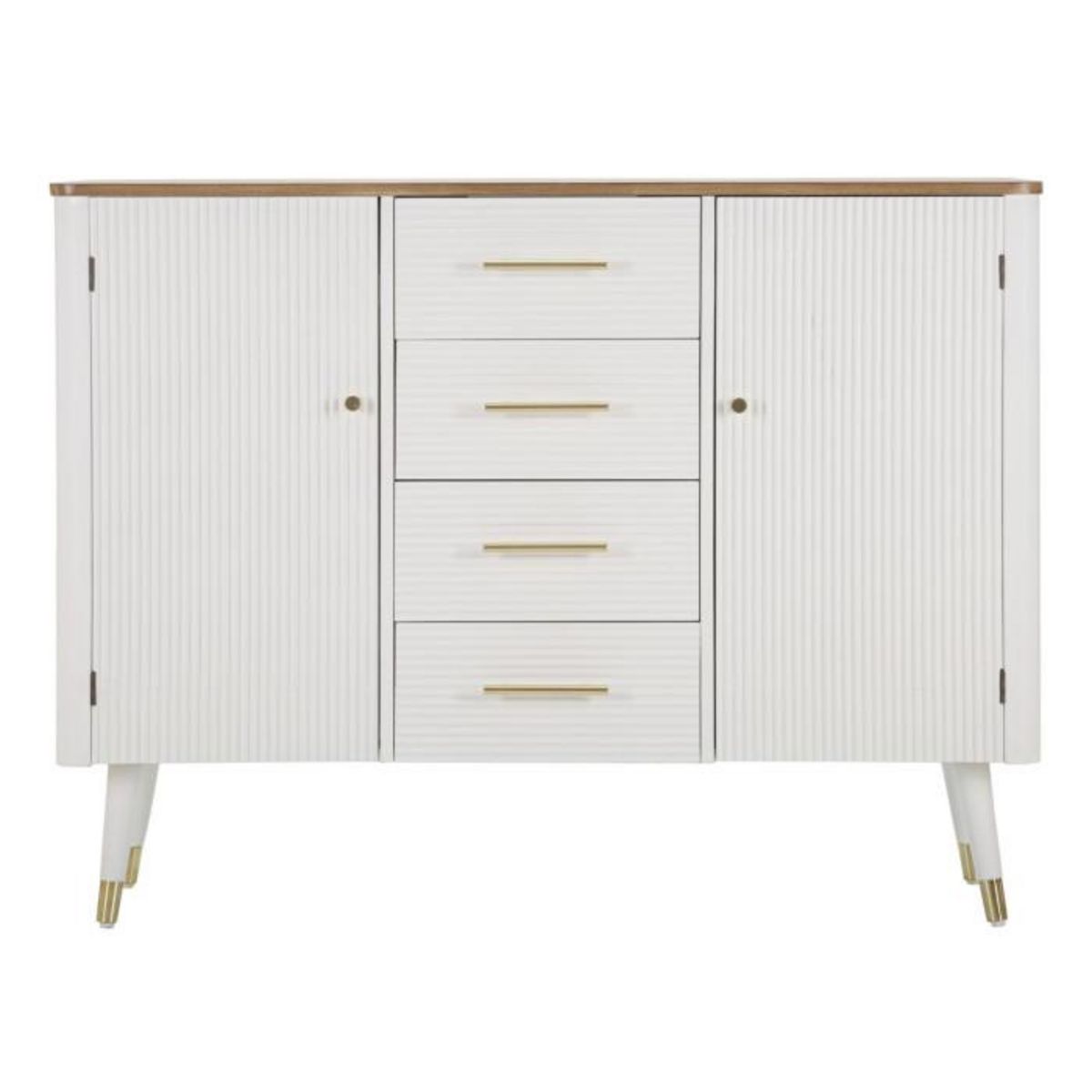 Paris Prix Buffet 2 Portes & 4 Tiroirs en Bois  Matera  117cm Blanc & Naturel