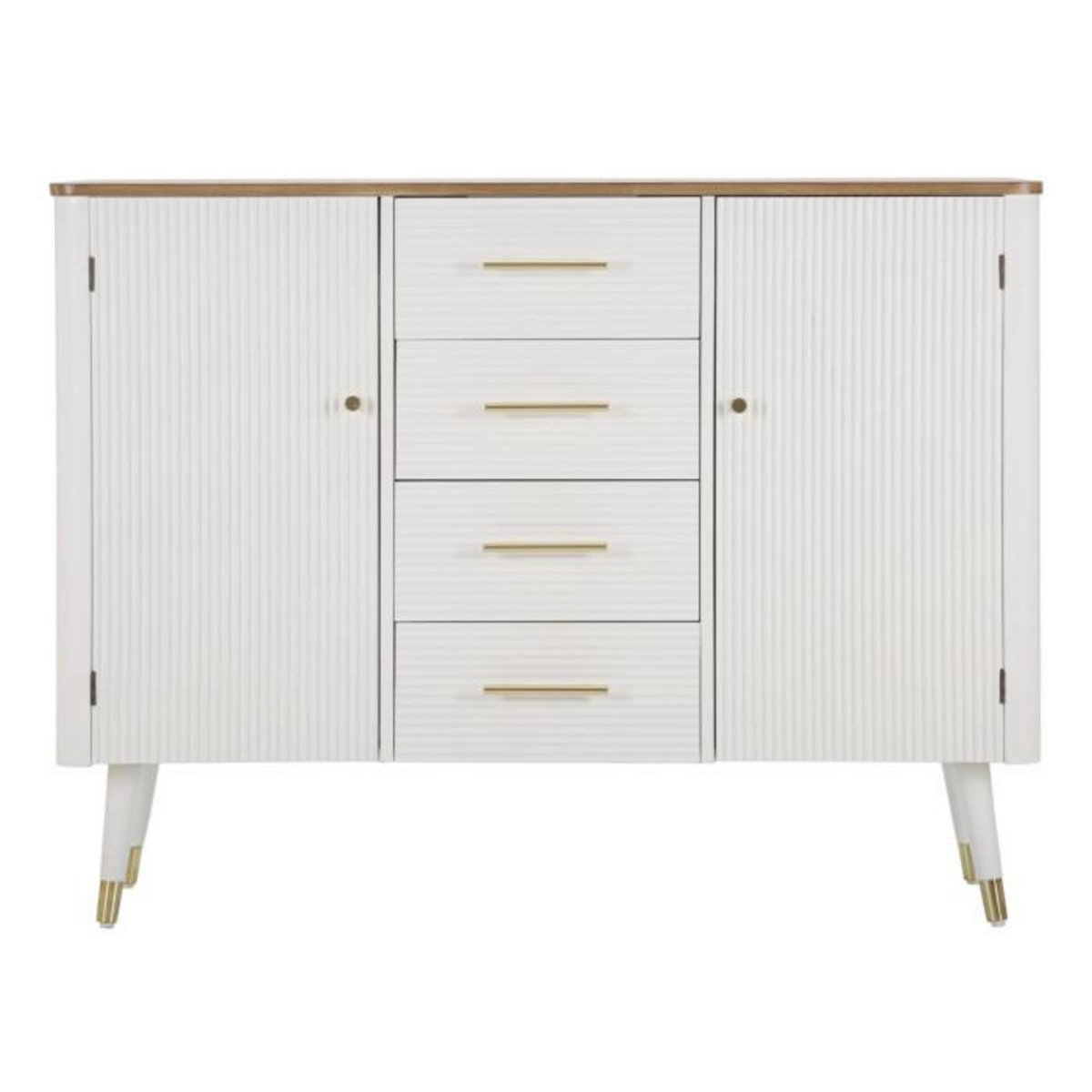 Paris Prix Buffet 2 Portes & 4 Tiroirs en Bois  Matera  117cm Blanc & Naturel