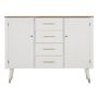 Voir la diapositive 2 : Paris Prix Buffet 2 Portes & 4 Tiroirs en Bois  Matera  117cm Blanc & Naturel