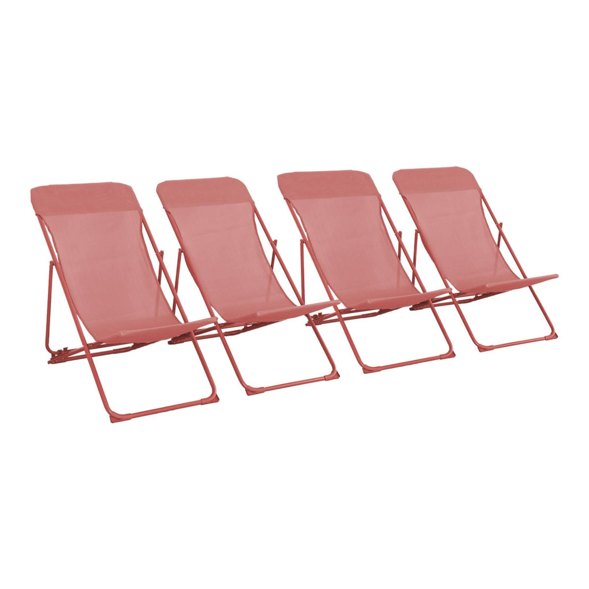 SWEEEK Lot de 4 chaises pliantes LIVORNO en acier / textilene. terracotta. 83 x 88 x 95 cm