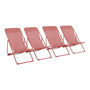 Voir la diapositive 1 : SWEEEK Lot de 4 chaises pliantes LIVORNO en acier / textilene. terracotta. 83 x 88 x 95 cm