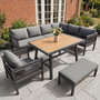 Voir la diapositive 1 : MERAX Salon de jardin 7 places avec canapé angle, fauteuil et pouf table