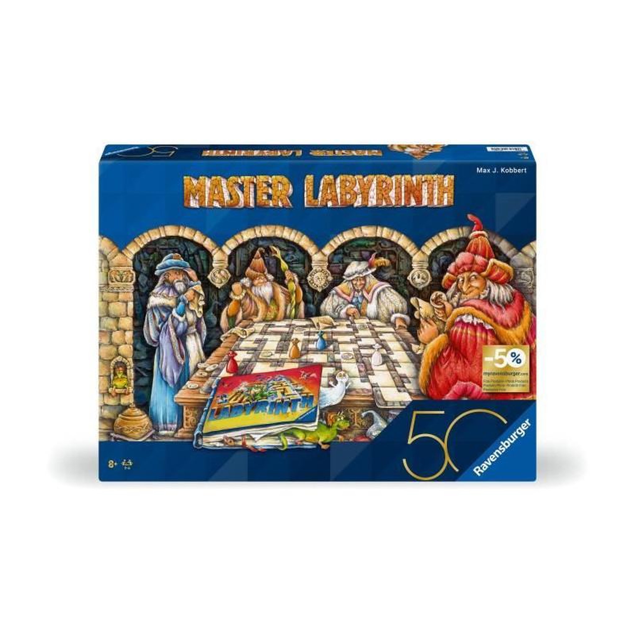 RAVENSBURGER Labyrinthe Master, Jeux de société, Jeu de réflexion famille, 2 a 4 joueurs des 8 ans, 22792, Edition 50 ans, Ravensburger