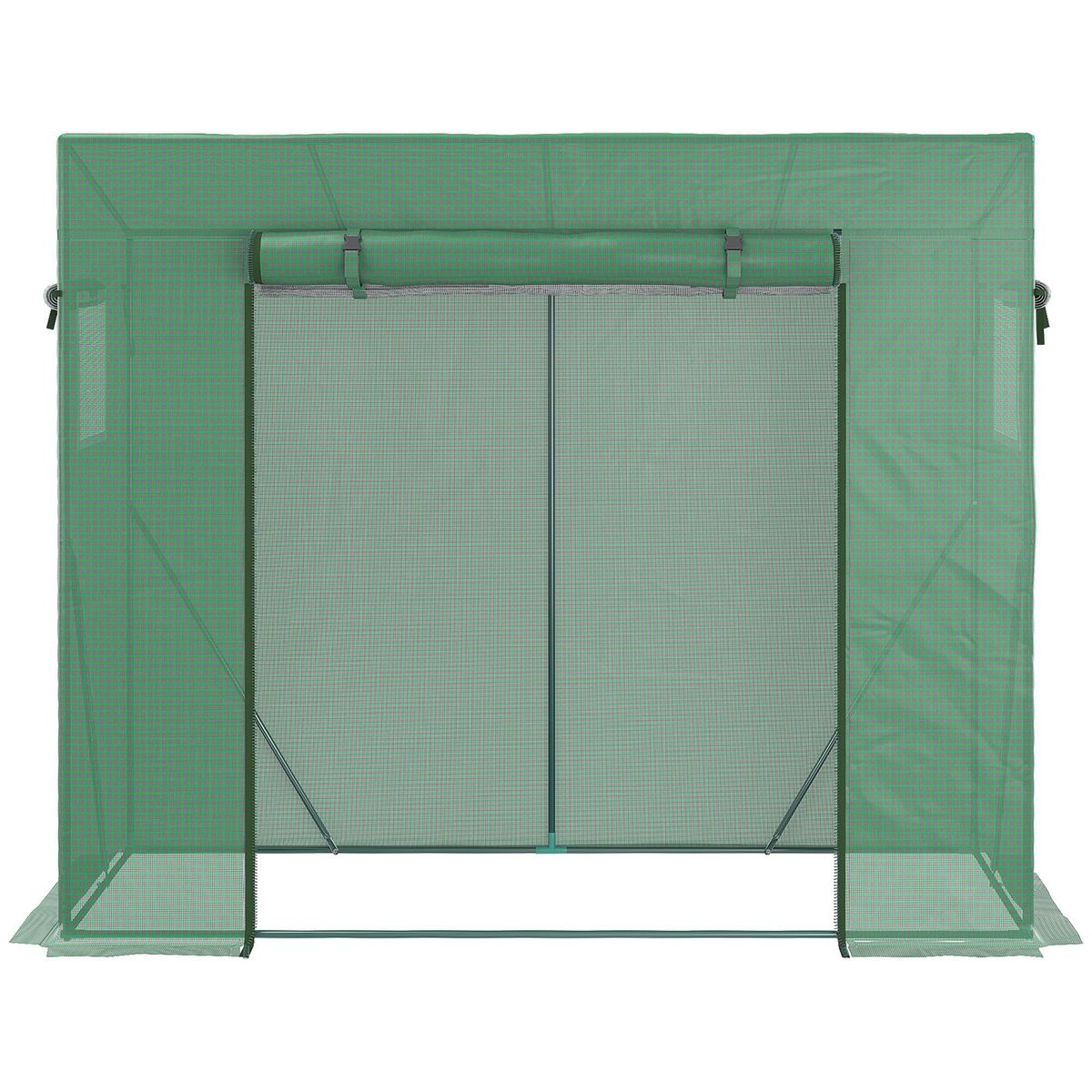 OUTSUNNY Serre de jardin balcon 1,54 m² - porte zippée enroulable, 2 fenêtres moustiquaires - acier PE haute densité anti-UV vert