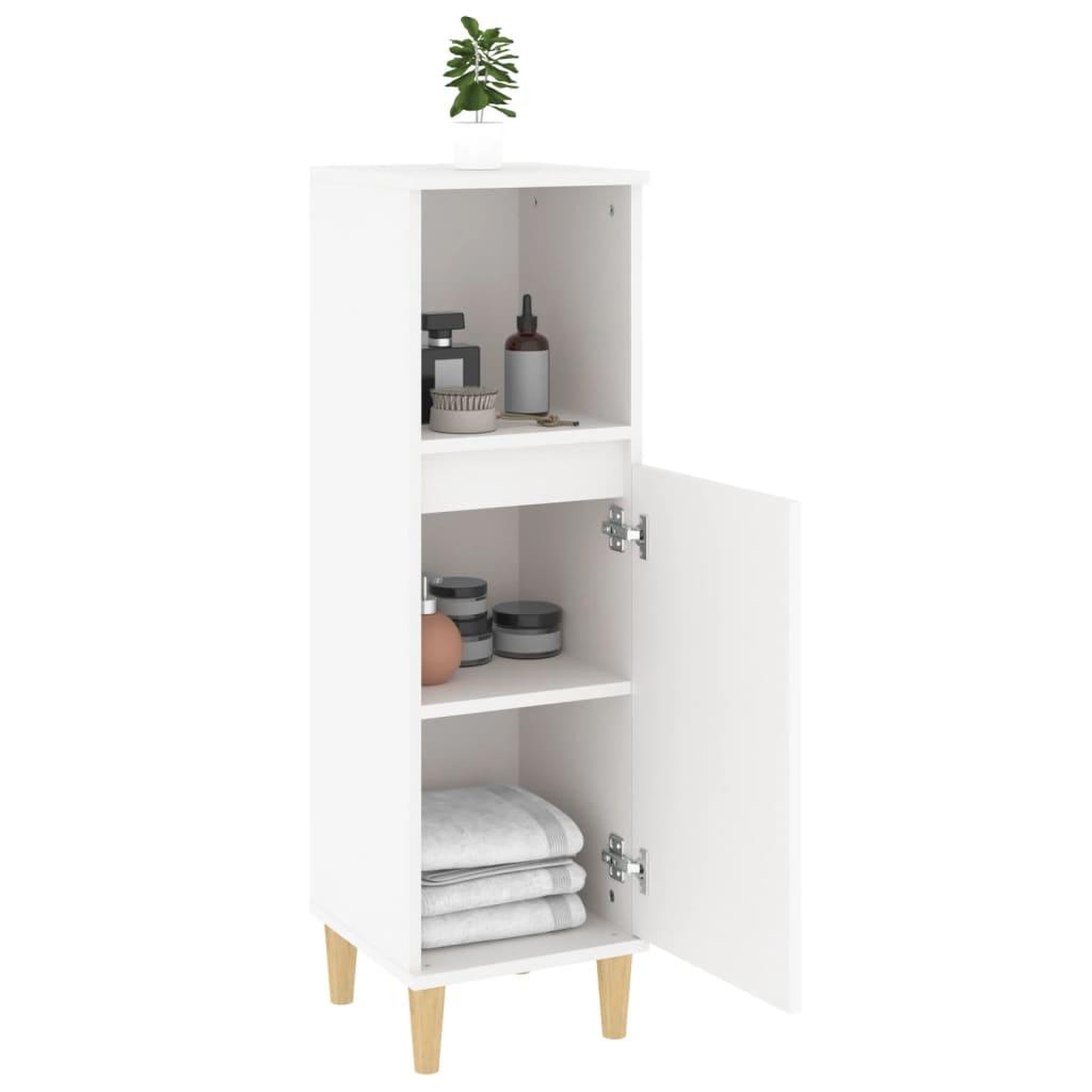 Voir la diapositive 4 : VIDAXL Armoire de salle de bain blanc 30x30x100 cm bois d'ingenierie