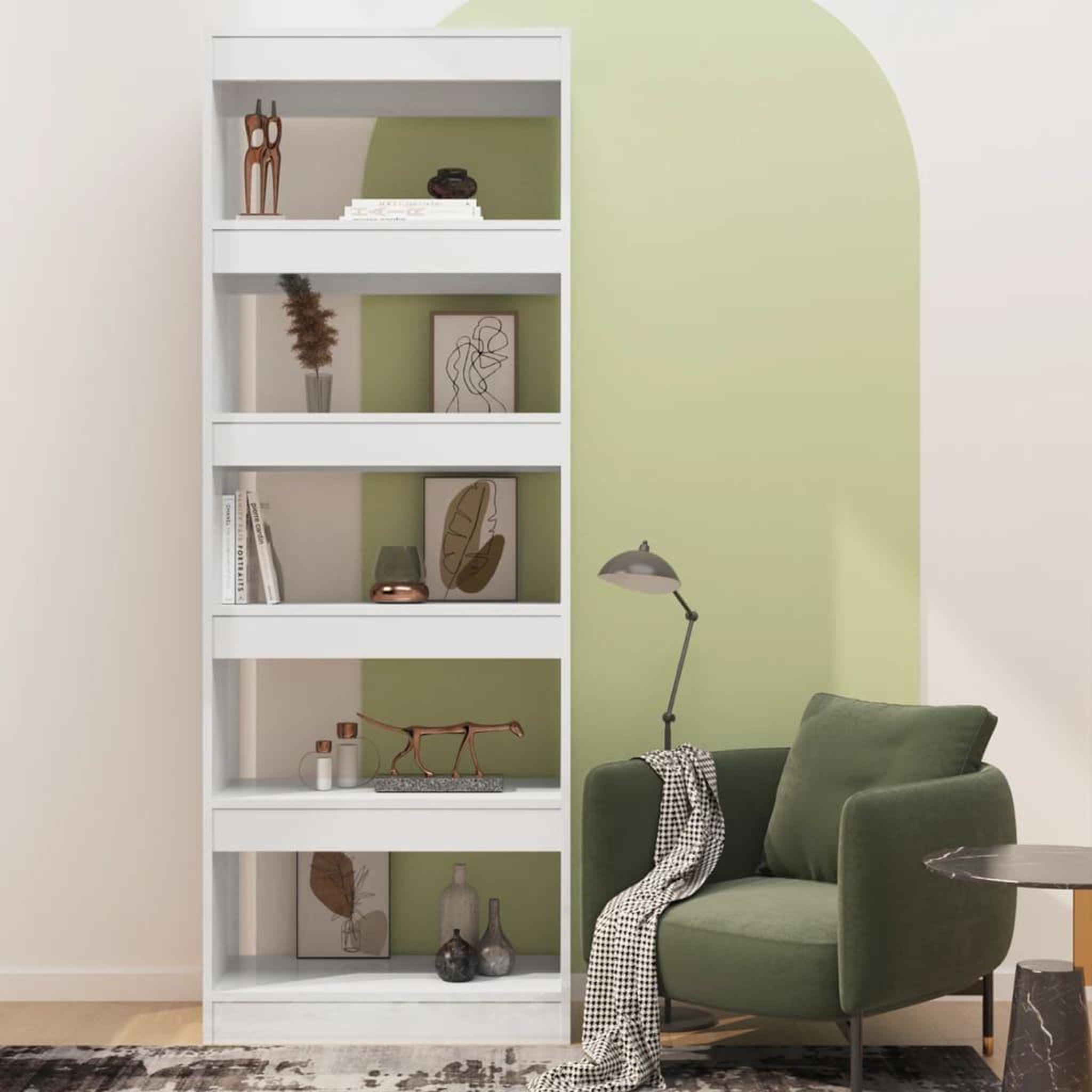 Voir la diapositive 3 : VIDAXL Bibliotheque/Separateur de piece Blanc brillant bois ingenierie