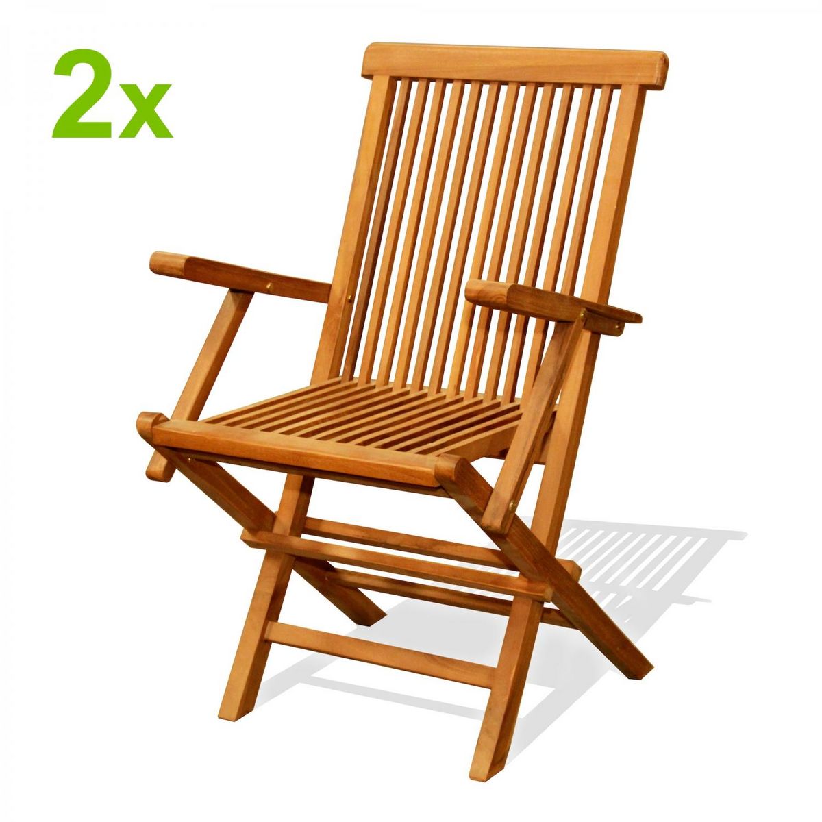 CONCEPT USINE Lot de 2 fauteuils pliants jardin teck massif brut TECK