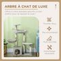 Voir la diapositive 5 : PAWHUT Arbre à chat griffoirs sisal naturel niche plateformes panier hamac jeux boules suspendues peluche gris
