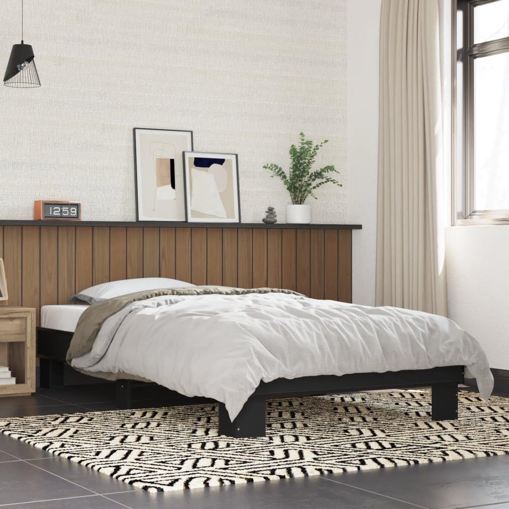 Voir la diapositive 1 : VIDAXL Cadre de lit sans matelas noir 75x190 cm