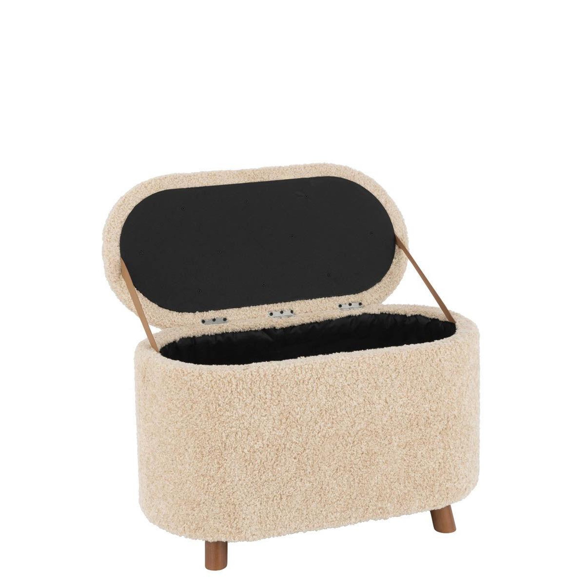 Voir la diapositive 2 : J-LINE Pouf & coffre de rangement  teddy  80cm beige