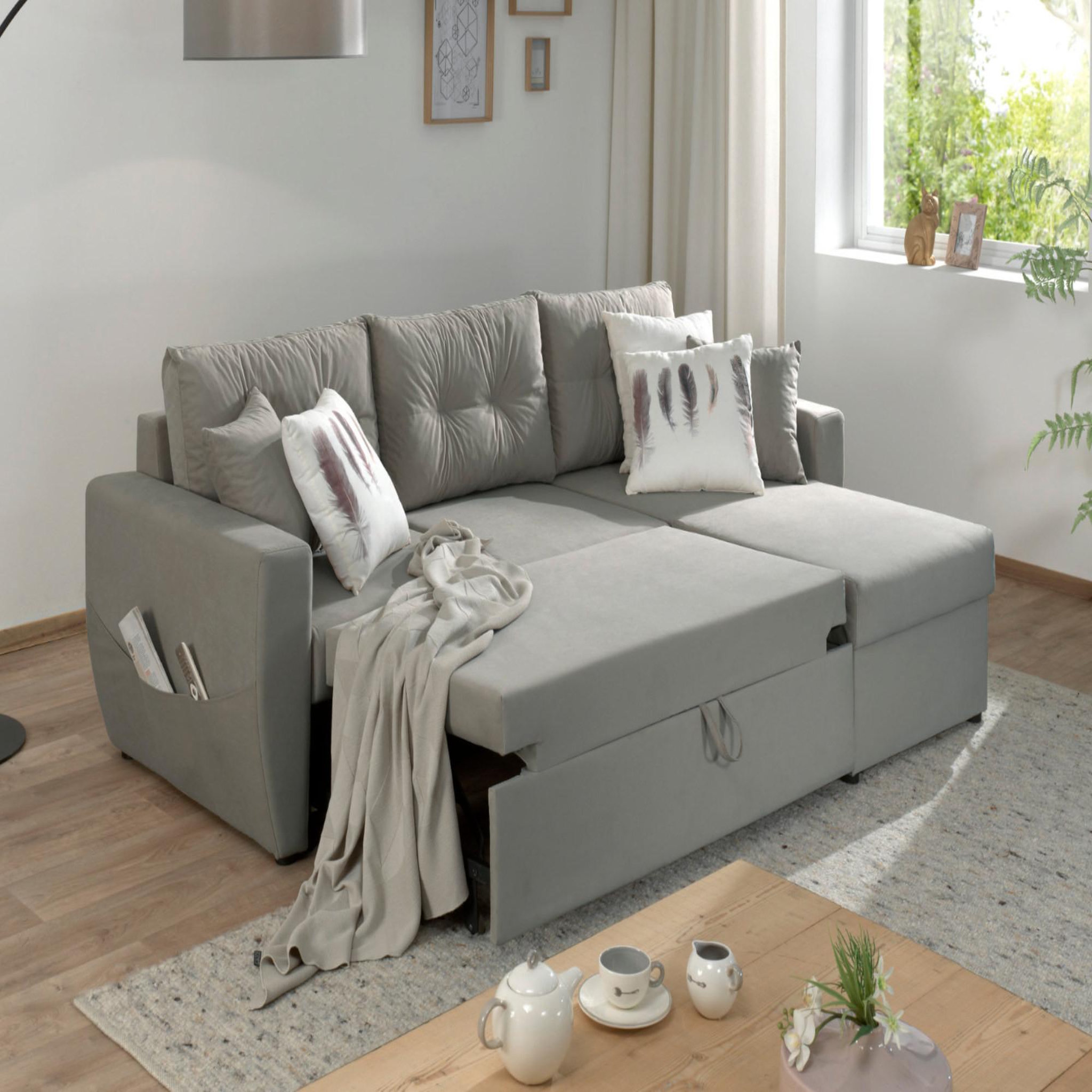 Voir la diapositive 3 : BEST MOBILIER Astoria - canapé d'angle réversible - convertible avec coffre - style contemporain- 4 places