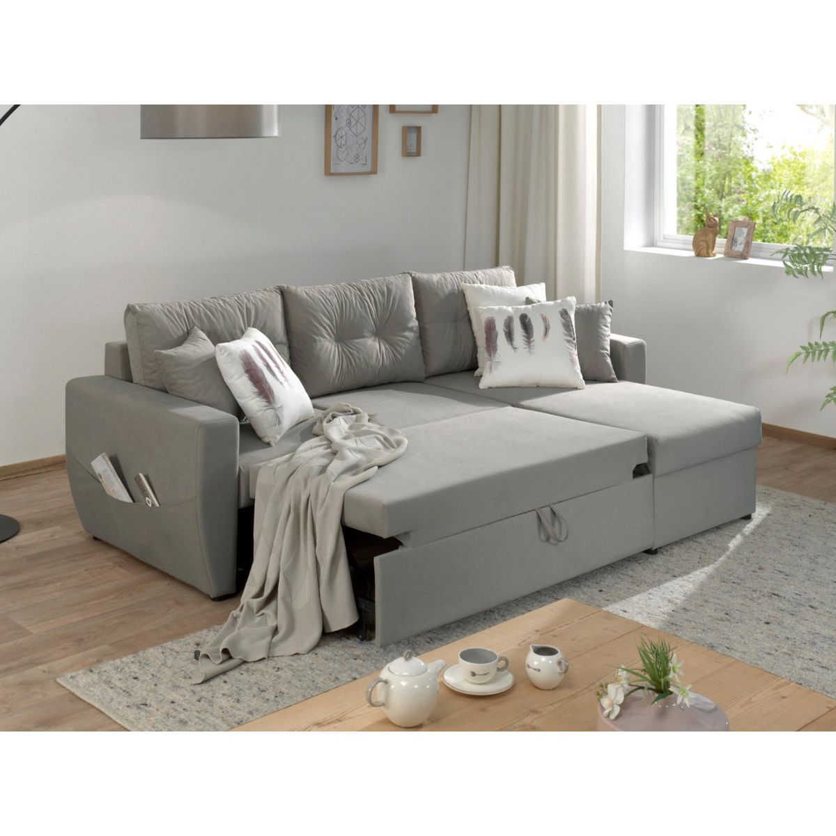 BEST MOBILIER Astoria - canapé d'angle réversible - convertible avec coffre - style contemporain- 4 places