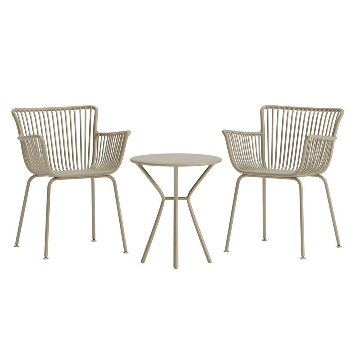 Paris Prix Ensemble Table de Jardin & 2 Chaises  Sifnos  60cm Beige