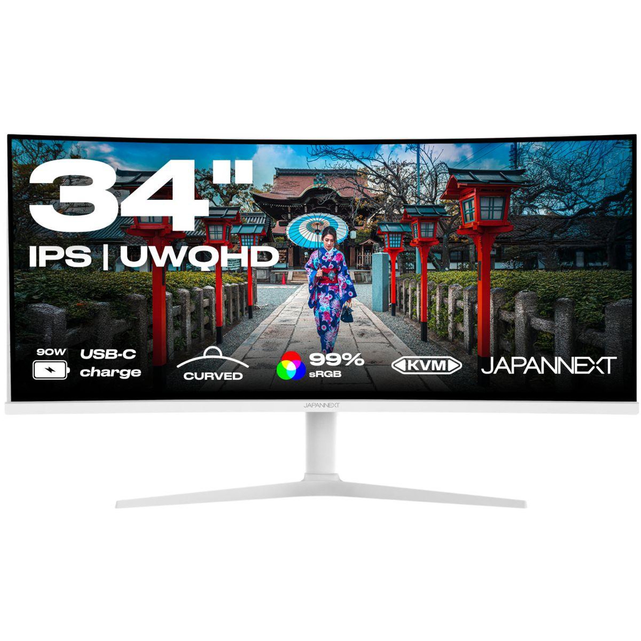 Voir la diapositive 2 : JAPANNEXT Ecran pc jn-ips34q-hc6-w 34'' ips uwqhd hdr usb-c 90w kvm