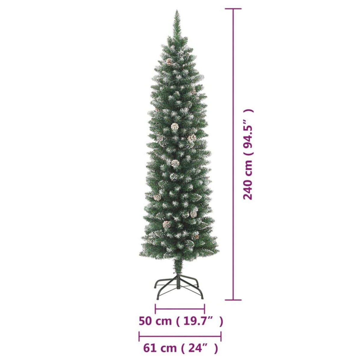 VIDAXL Sapin de Noël artificiel mince avec support 240 cm PVC