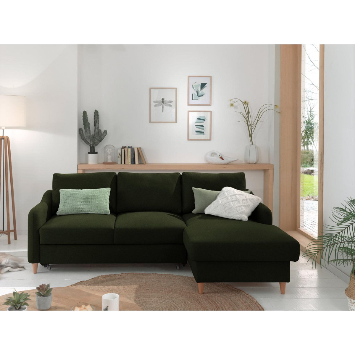 LISA DESIGN Will - canapé d'angle droit - convertible avec coffre - 4 places - en tissu