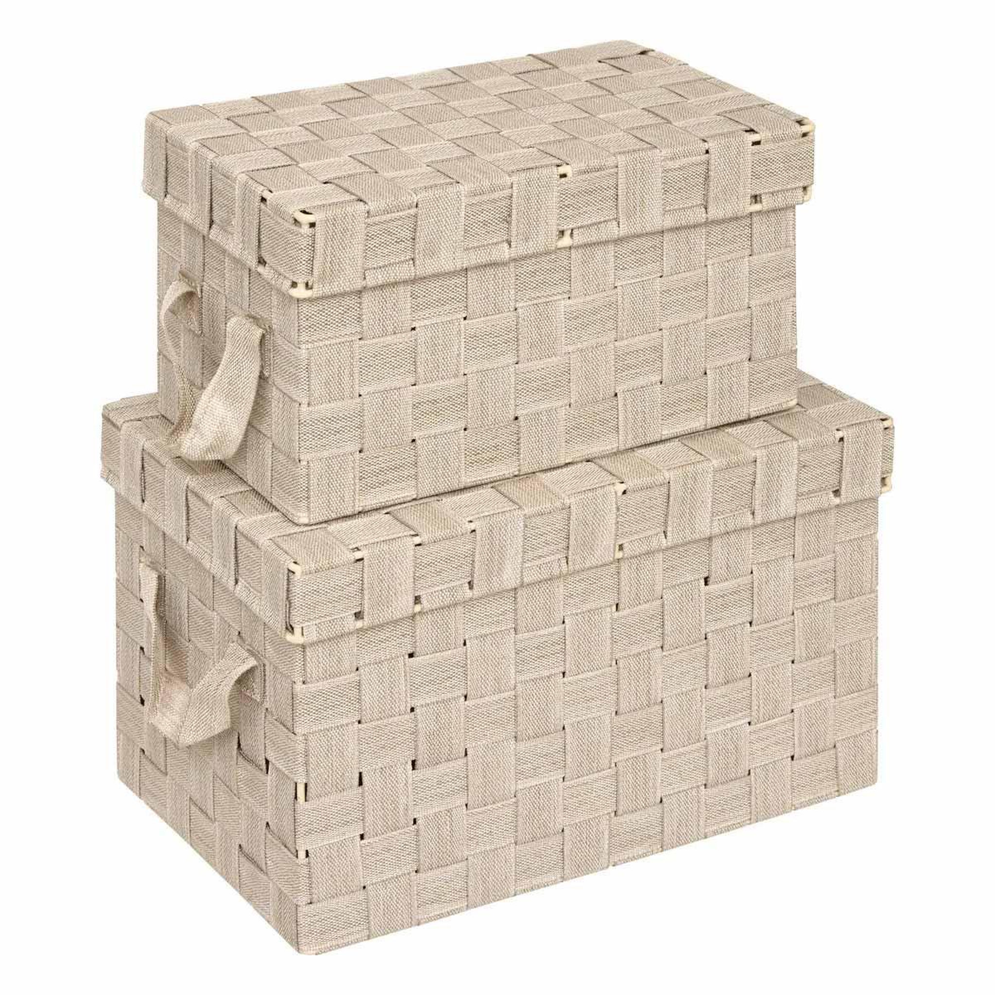 Voir la diapositive 2 : FIVE Lot de 2 boîtes de rangement  lise  35cm beige