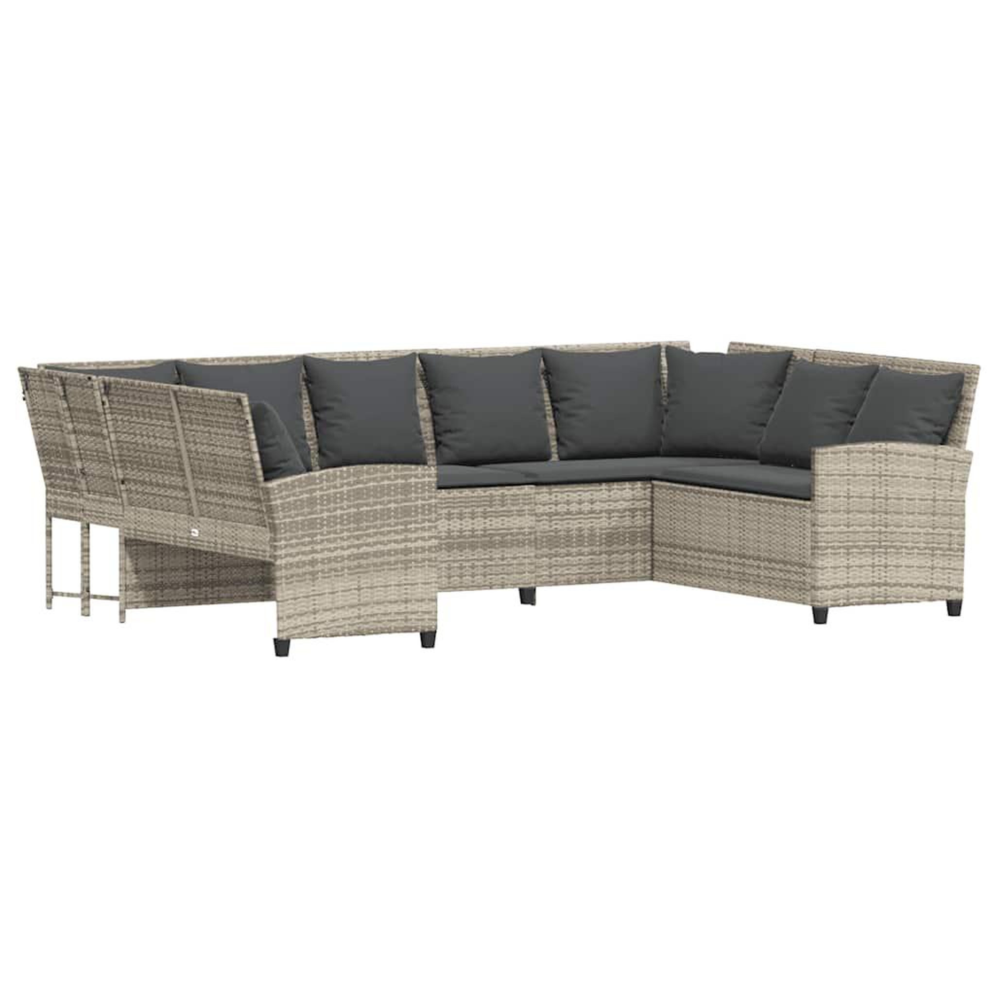 Voir la diapositive 2 : VIDAXL Canape de jardin et coussins gris clair resine tressee