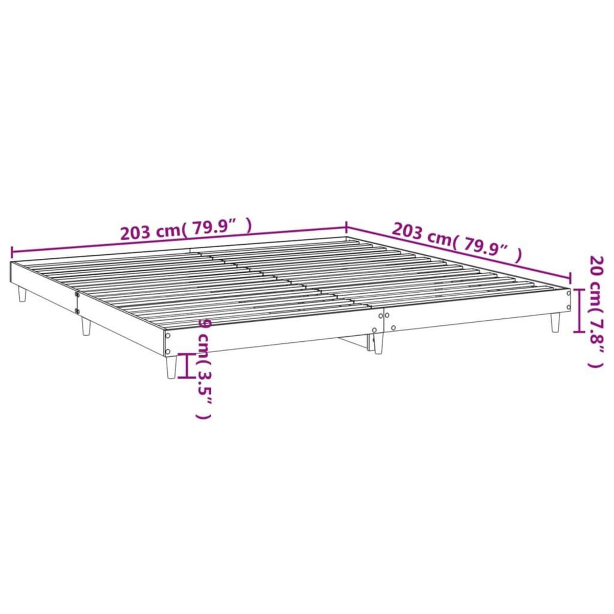 VIDAXL Cadre de lit sans matelas noir 200x200 cm bois d'ingenierie