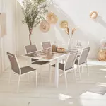 sweeek salon de jardin table extensible - orlando - table en aluminium 150/210cm et 6 chaises en textilène