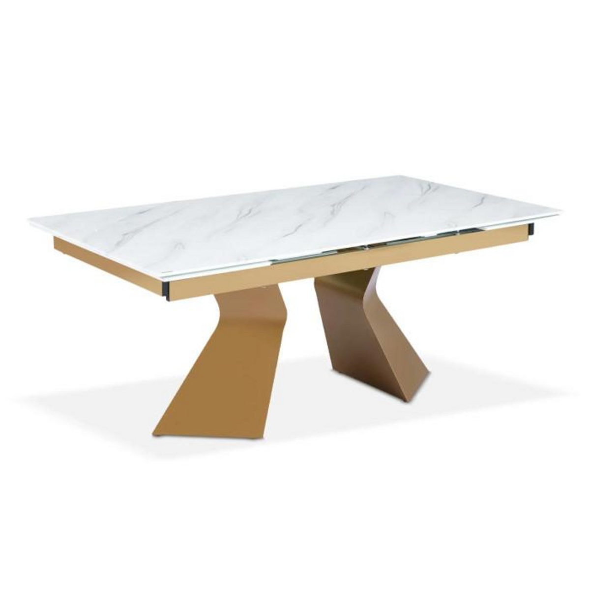 Paris Prix Table à Manger Extensible  Lynda  180-260cm Blanc & Or