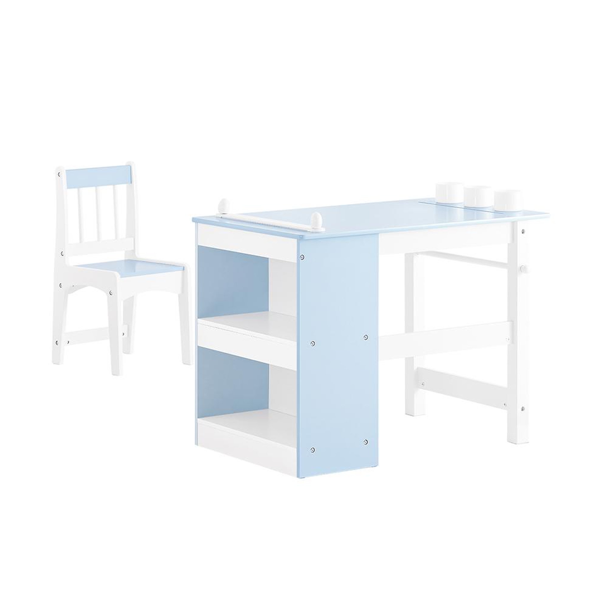 SOBUY SoBuy - Ensemble Table Et Chaise Enfant avec 2 étagères - Nordique - KMB60. Coloris disponibles : Blanc, Bicolore, Vert