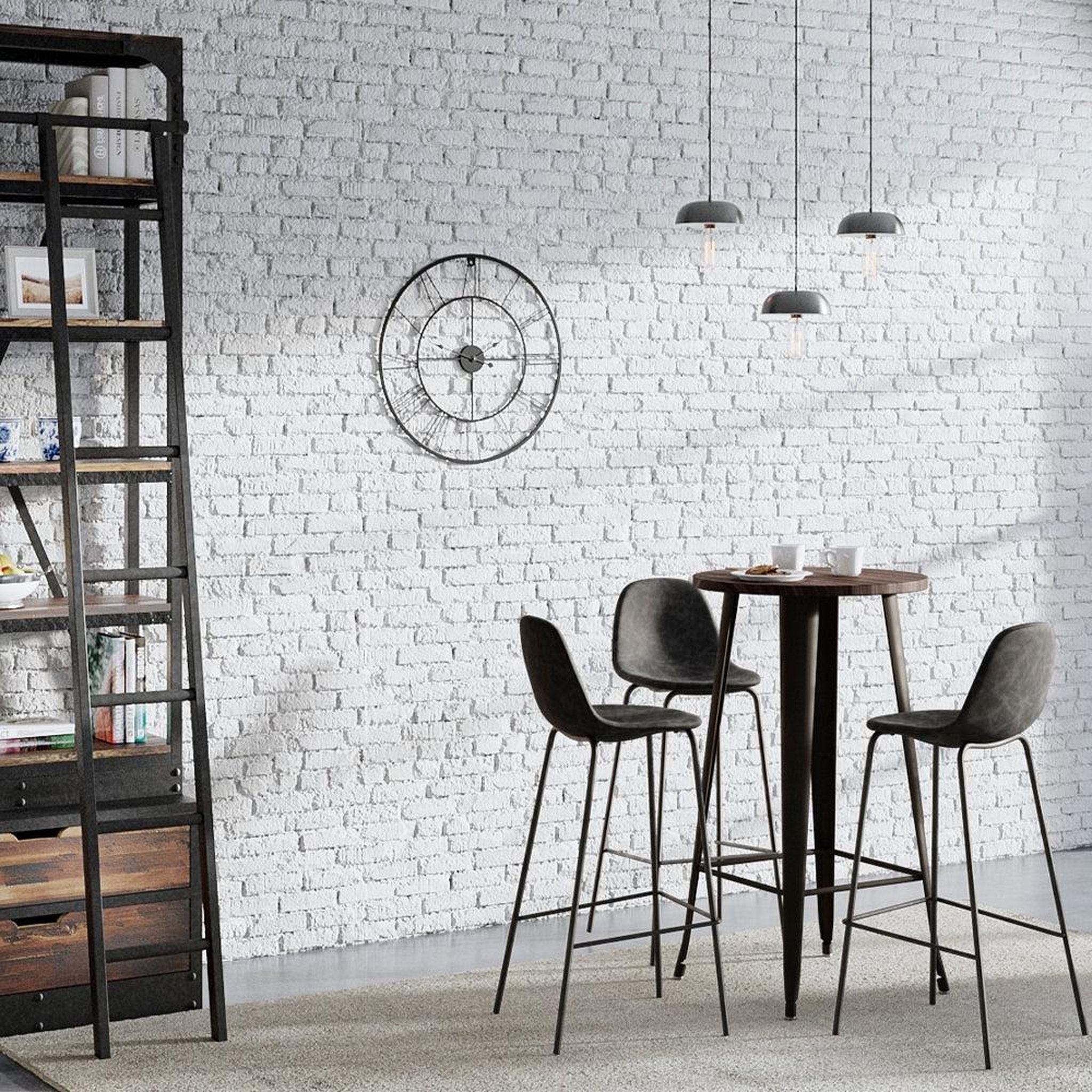 Voir la diapositive 6 : MAISON PAVANE Lot de 2 chaises de bar 75 cm en cuir synthétique gris/noir-henrik