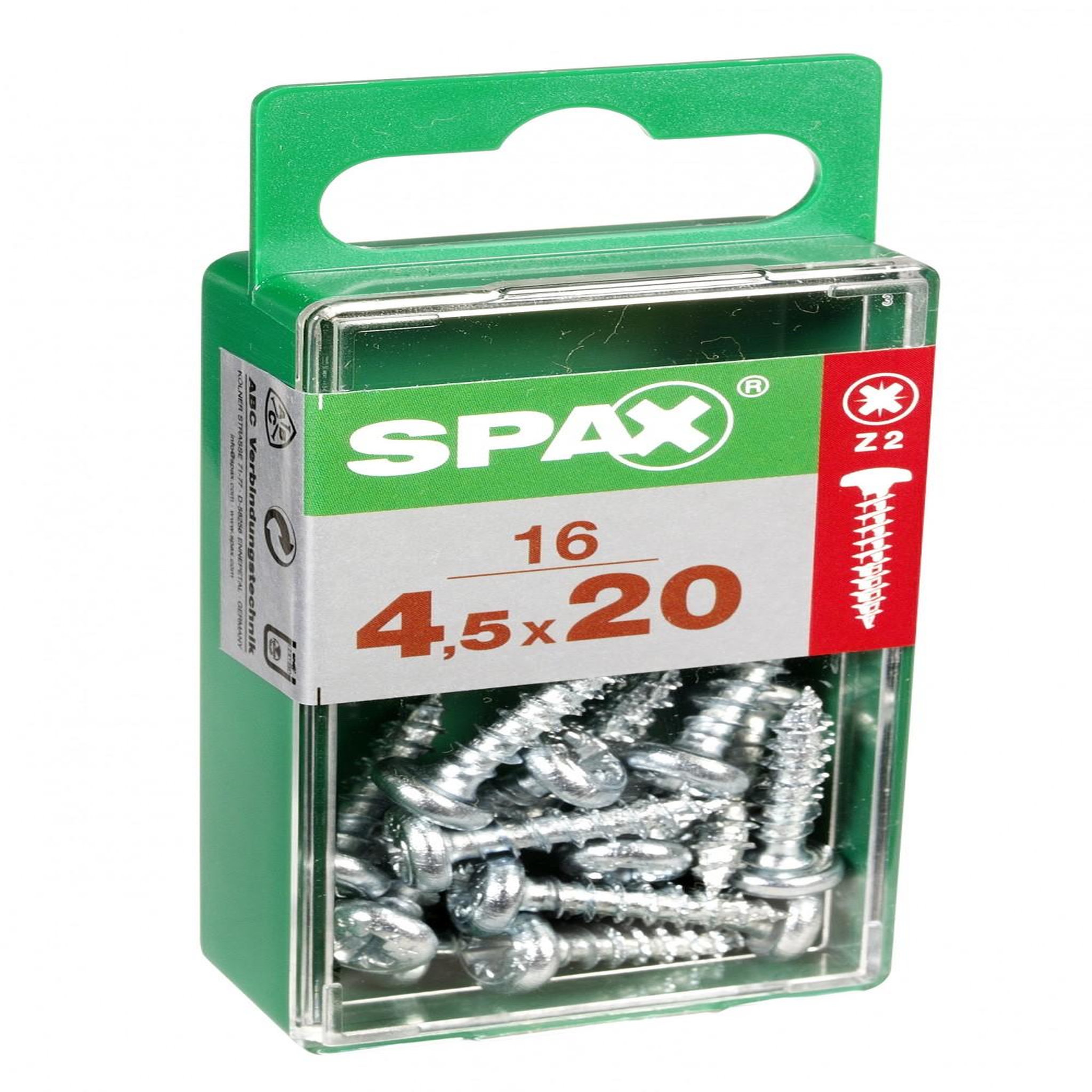 CENTRALE BRICO Lot de 16 vis acier tête ronde torx SPAX, Diam.4.5 mm x L.20 mm