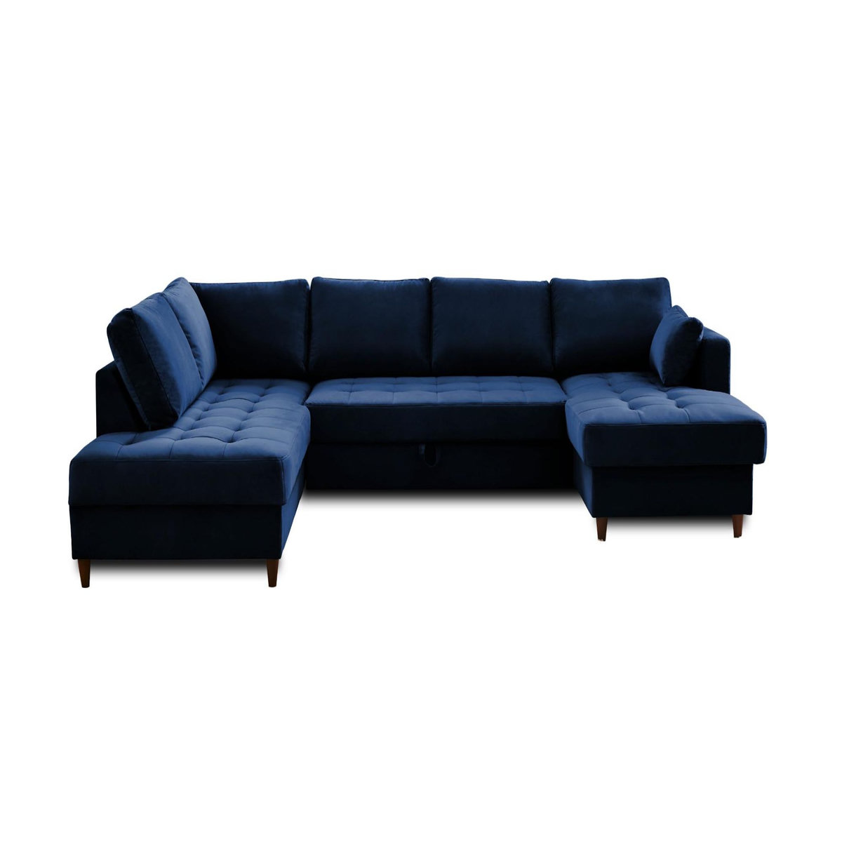 LISA DESIGN Anna - canapé panoramique d'angle gauche - 7 places - convertible avec coffre - en velours