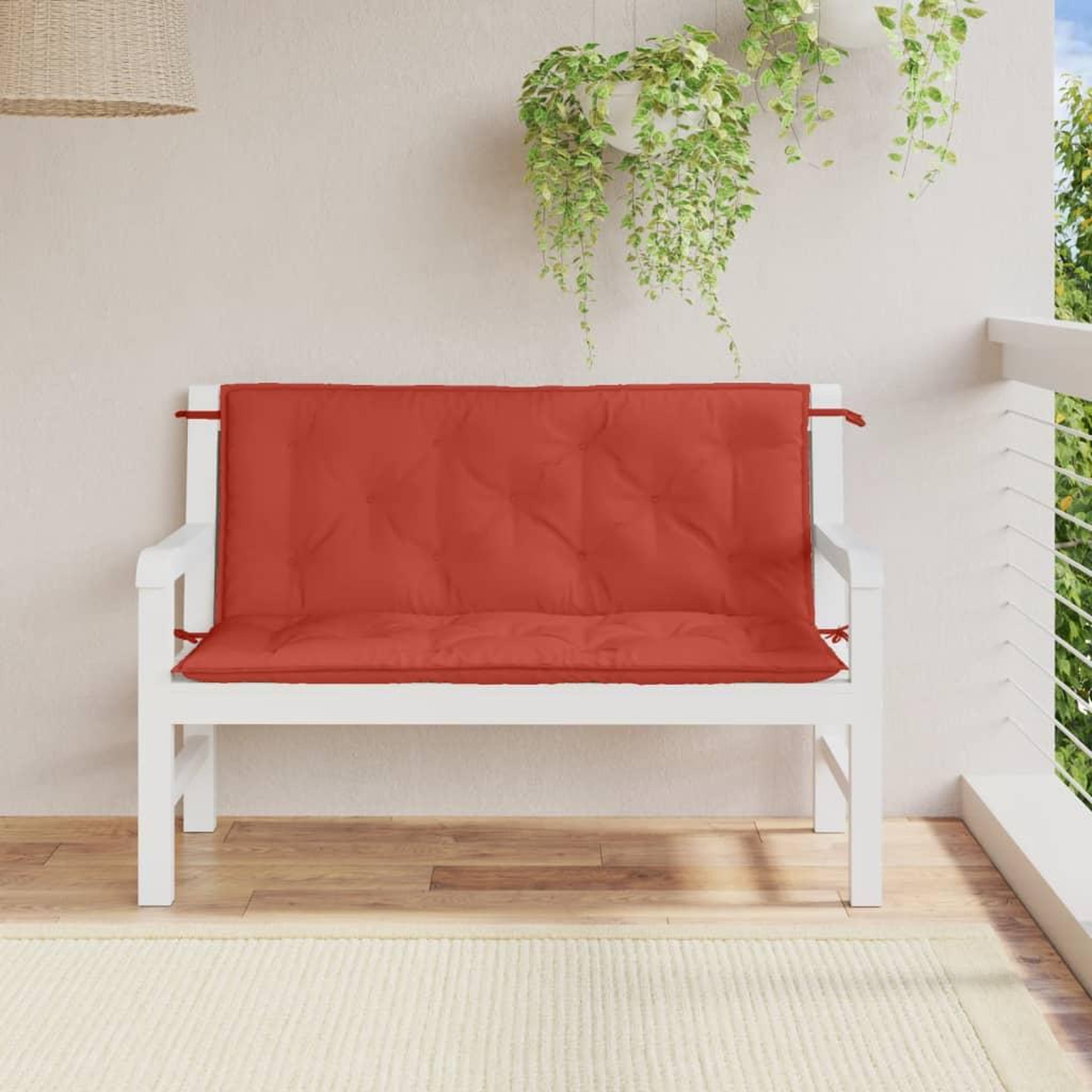 Voir la diapositive 3 : VIDAXL Coussins de banc de jardin lot de 2 rouge melange tissu