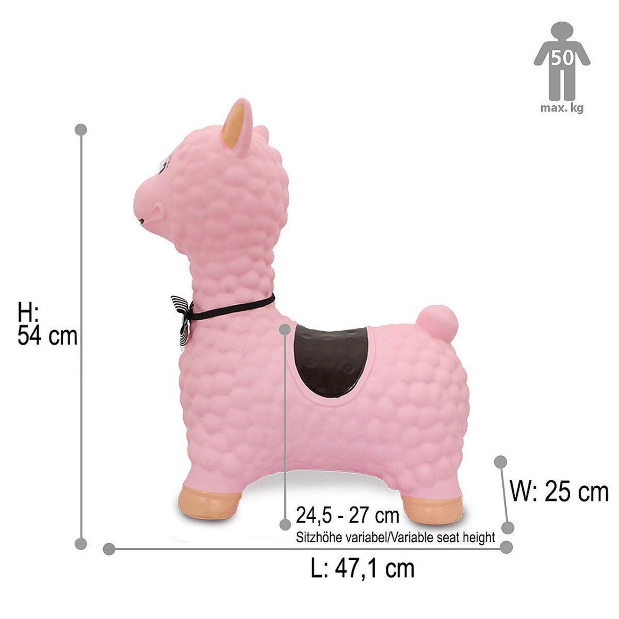 Voir la diapositive 2 : Jamara Animal rebondissant lama hoppydoo rose avec pompe