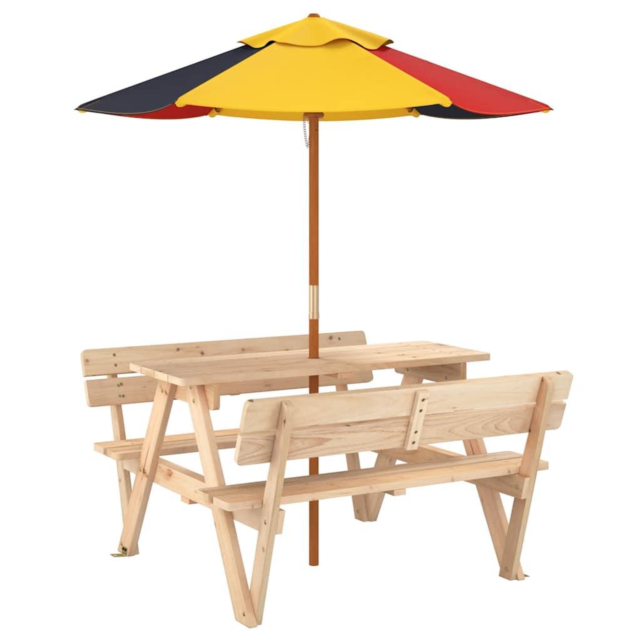 Voir la diapositive 5 : VIDAXL Table de pique-nique pour 4 enfants avec parasol bois de sapin