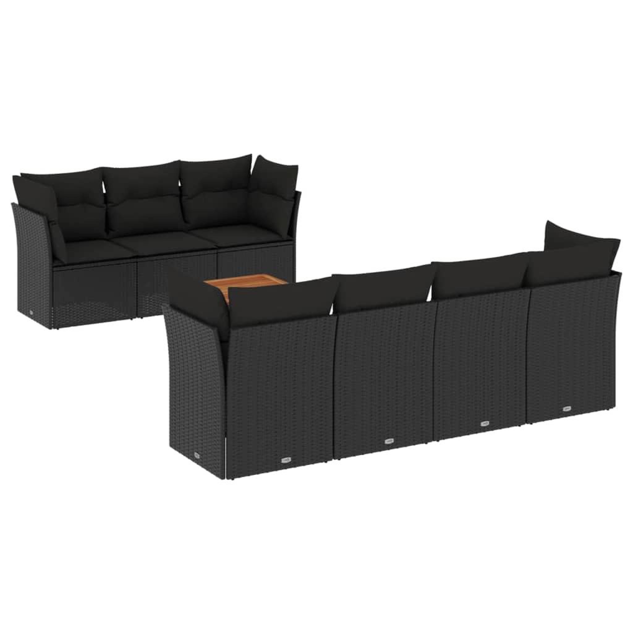 Voir la diapositive 2 : VIDAXL Salon de jardin 8 pcs avec coussins noir resine tressee