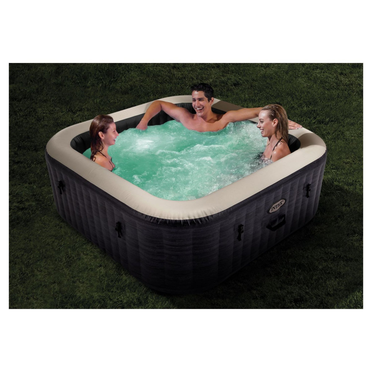 INTEX Spa gonflable carré - 4/6 places - Dim 1,73 m x 71 cm PURE SPA